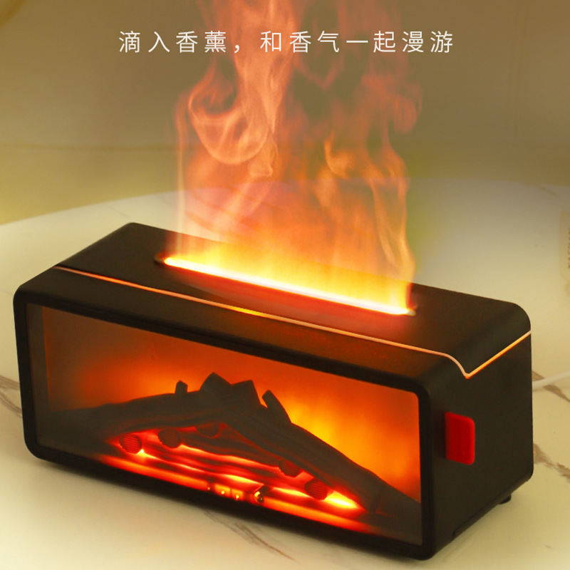 国境を越えた新型シミュレーション3d暖炉炎アロマデスクトップ家庭用リモコンシミュレーション木炭暖炉加湿器|undefined