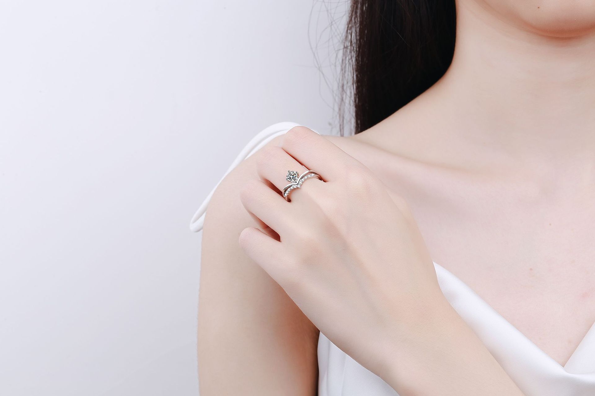 Crown Pattern Women'S Gender 925 Sterling Silver Moissanite Zircon Crown Rings