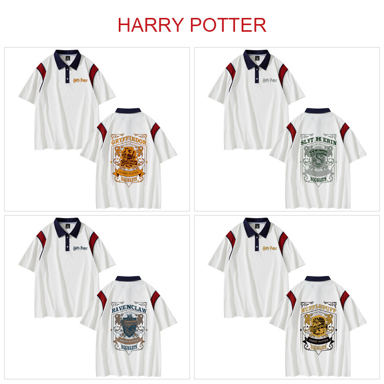 Harry Potter Around New Fashion Printed T-shirt Polo Shirt Cartoon All-match Loose Short-sleeved Sweatshirt Top