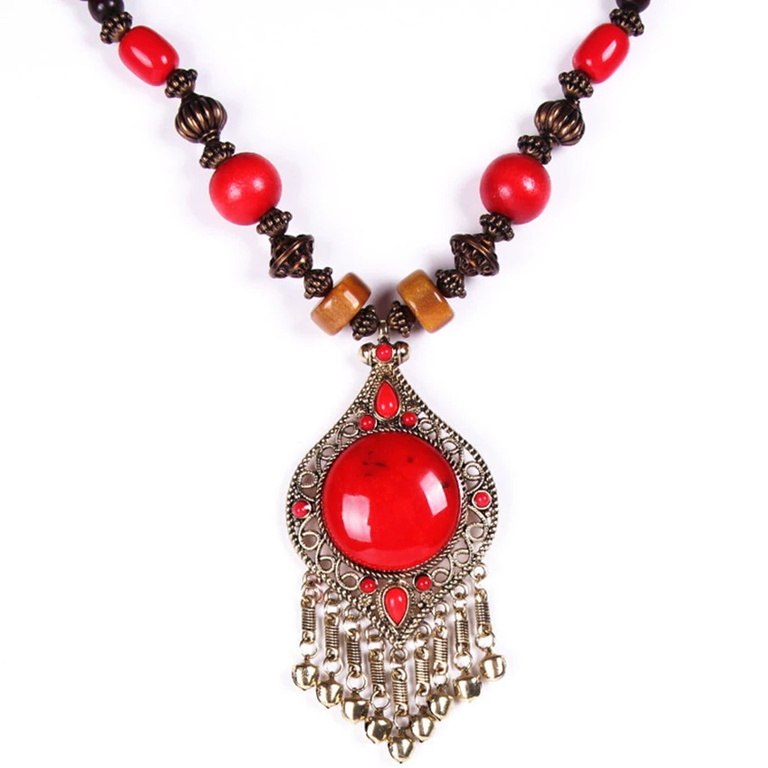 Богемный этнический стиль бирюзовое длинное ожерелье тибетская кисточка аксессуары в виде капли воды оптовый Заводской магазин