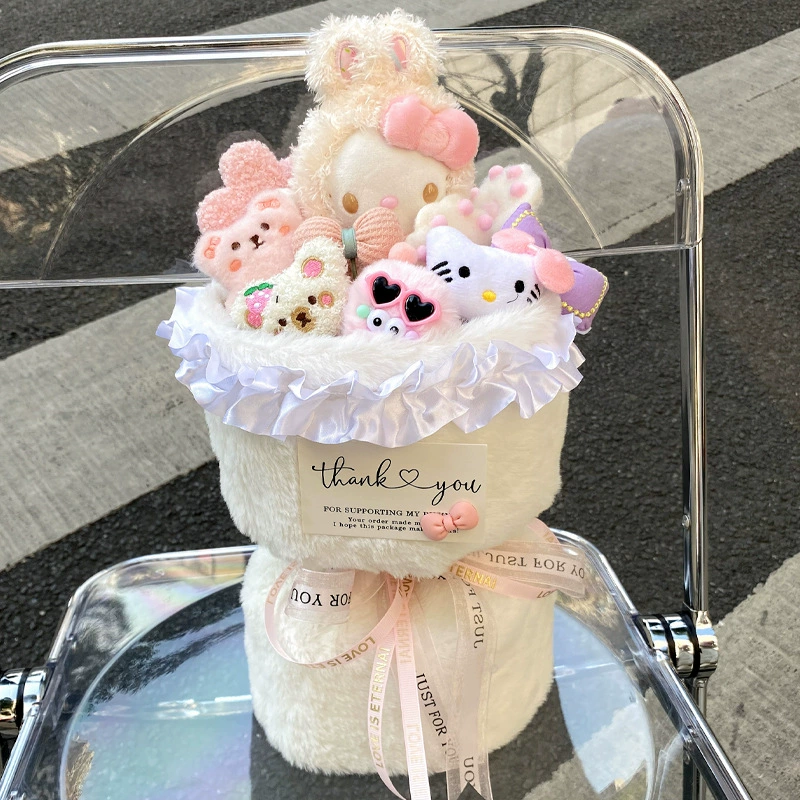 Плюшевый букет Hello Kitty, 30×22×35 см, с LED‑подсветкой, подарочным пакетом и открыткой