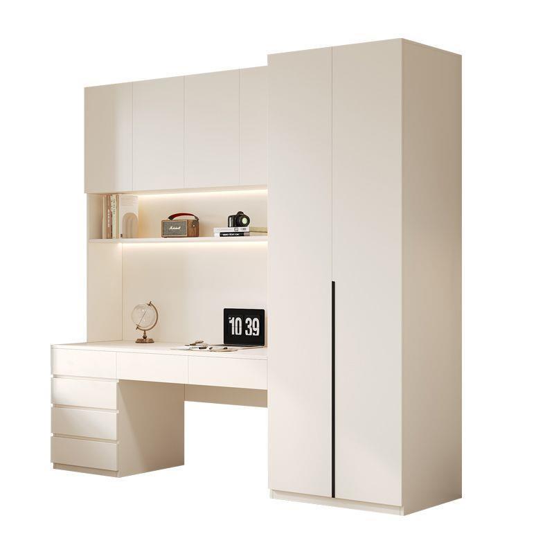 Solid wood desk with integrated wardrobe, bedroom computer desk, combined wardrobe and desk set, economical study desk