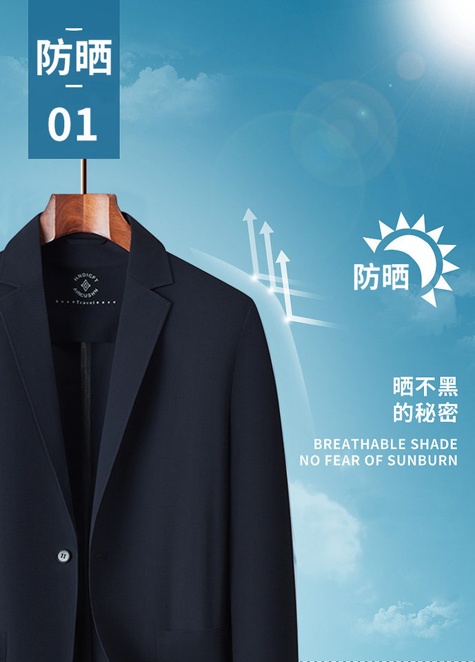 Áo vest nam chống nắng mỏng nhẹ phủ chống thấm, co giãn, không cần ủi, dáng ôm — Màu đen, Xanh lục xám, Xanh hải quân chi tiết 2