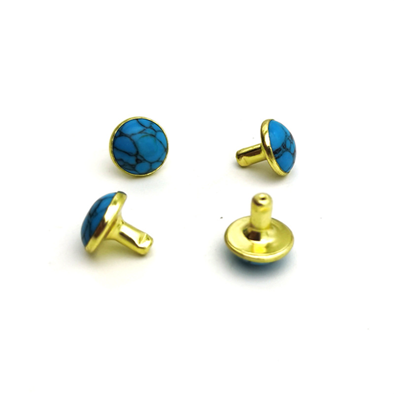 10mm真松石管钻，松石撞钉，土耳其蓝管钻 蓝松石装饰钉