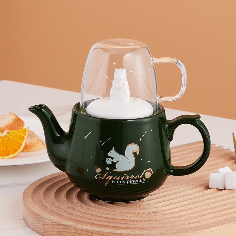 Ins solo juego de té cerámica ardilla Amazon Comercio exterior oferta especial puede agregar logotipo una olla taza regalo