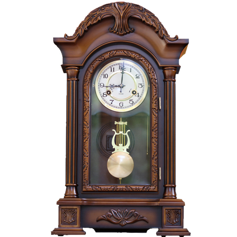 Reloj de pared de estilo chino nuevo antiguo, de madera maciza, mecánico – movimiento de péndulo de cobre Polaris, para Feng Shui.