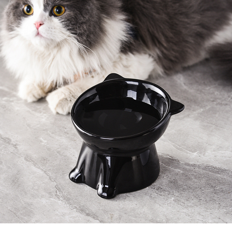 【新人专享0.01】简约猫碗猫食盆喝水碗斜口高脚宠物狗粮食狗碗|undefined
