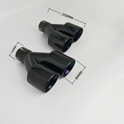 Exhaust pipe: external titanium black tailpipe silencer - 02-52004h89mm-rolled-edge-y-type-titanium-black
