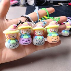 南瓜labubu植绒拉布布打孔植绒萌粒手机挂件包包挂饰配件万圣节日