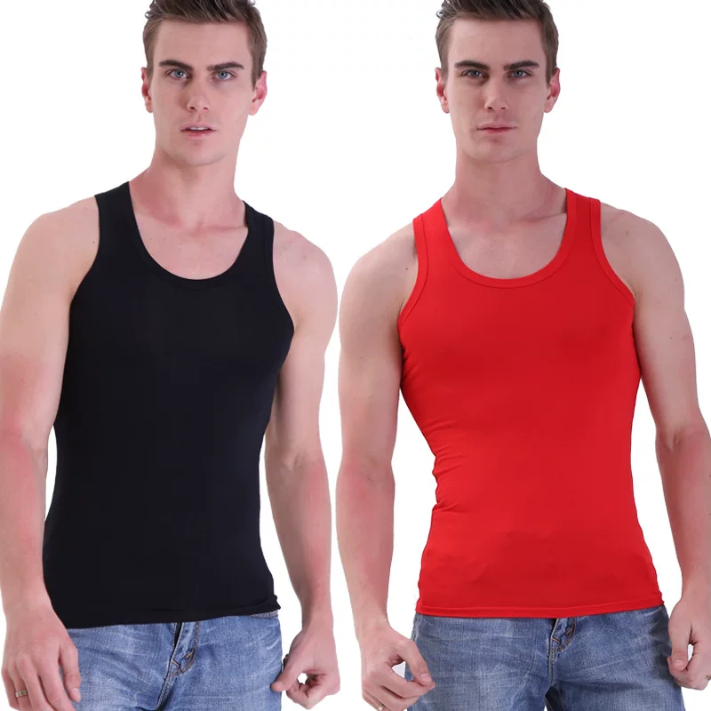 Thin silk soft breathable sports black elastic vest, absorbs sweat and smell