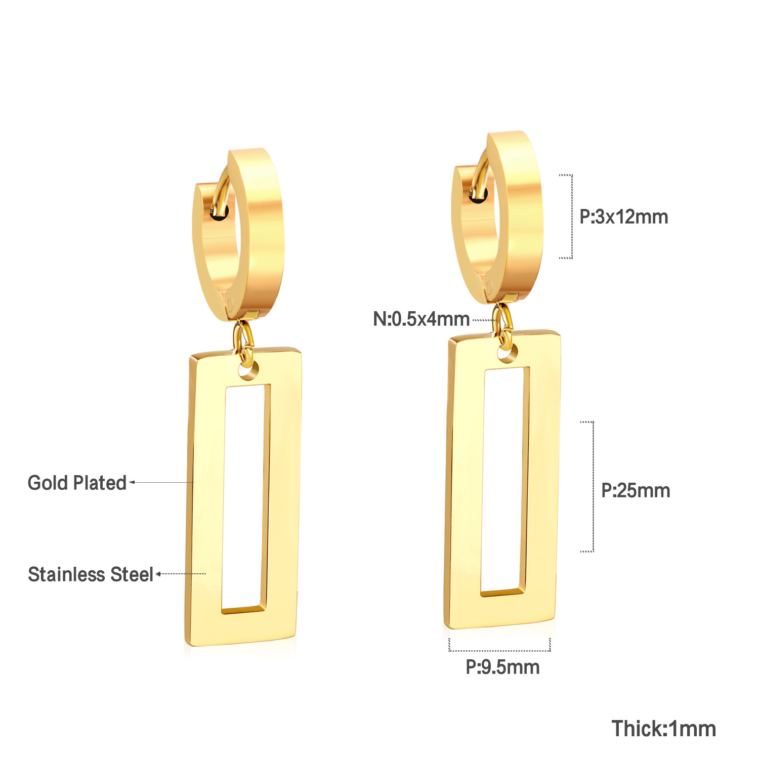 14g Weight Rhinestones Inlay Material Drop Earrings Classification 1 Pair Quantity Street Occasion Stainless Steel Material Triangle, Round, Heart Shape Pattern Women'S Gender Fashion Style Fashion Triangle Round Heart Shape Stainless Steel Rhinestones Drop Earrings 1 Pair 2