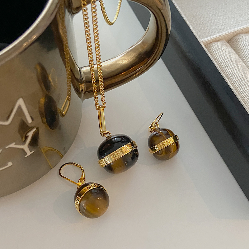 Collana con ciondolo in pietra occhio di tigre lunga stile retrò_voghion.com