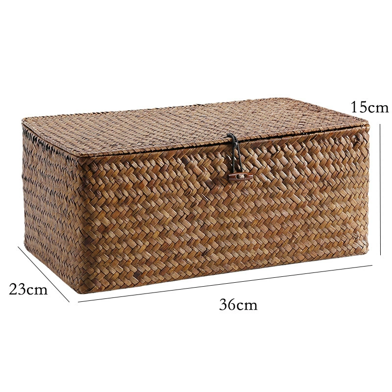 Straw Japanese storage box, woven accessory, storage system
