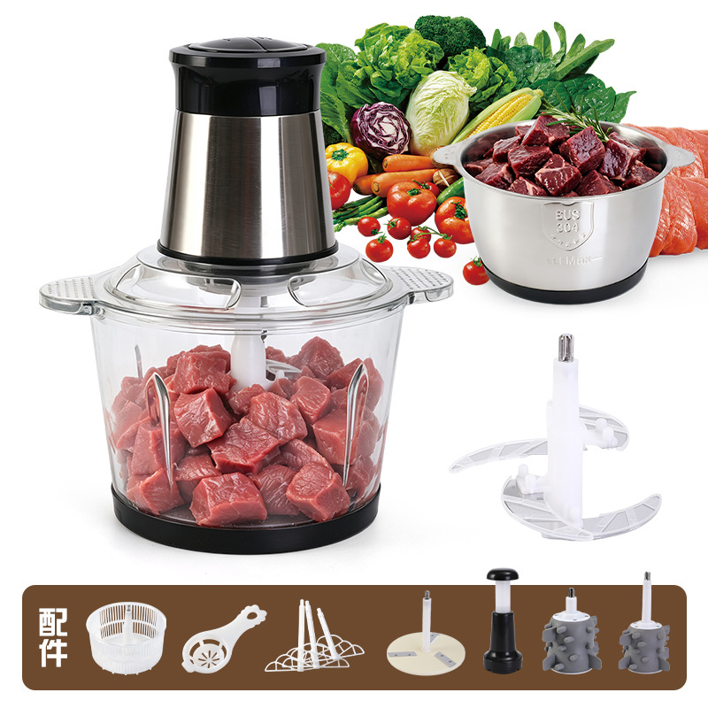跨境绞肉机家用电动多功能料理机搅拌机搅馅绞馅机蒜蓉泥器批发