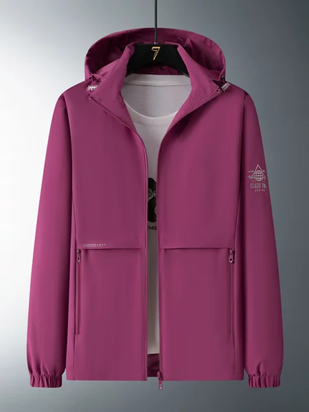 26168 Couple's Spring and Autumn Waterproof Breathable Sports Windbreaker Jacket with Detachable Hood and Customizable Logo