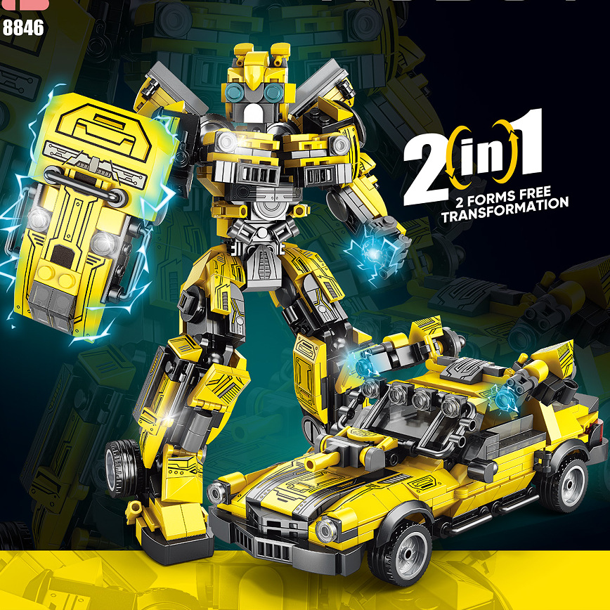 Bloques de construcción de rompecabezas para niños, robot avispa, guerrero inteligente, bloques de construcción de partículas pequeñas, bloques de construcción de guerrero deformados