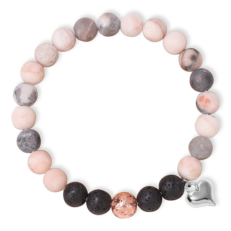 Frosted Powder Zebra Stone Bead Bracelet Amazon New Electroplated Volcanic Stone Love Pendant Good Friend Bracelet
