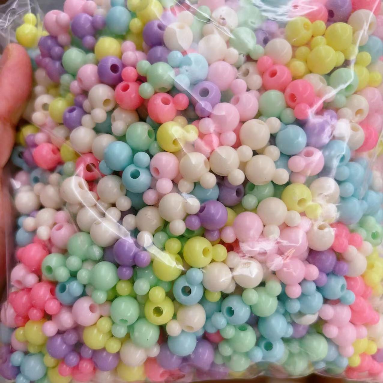 2025 Nuevas cuentas de cabello baratas en bolsa nuevas cuentas de plástico de color primavera diy gran agujero image 21