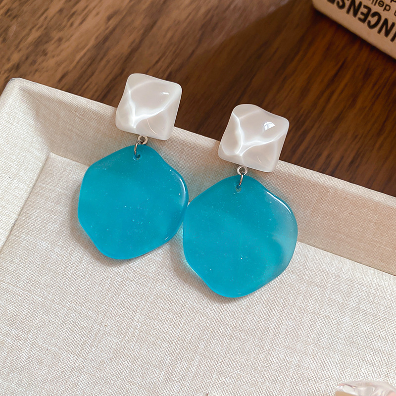 Pendientes de camarones en forma de diamante irregular con aguja de plata Pendientes de temperamento dulce femenino Pendientes de todo fósforo de moda femenina