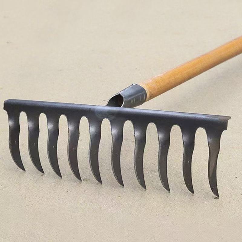 rastrillo agrícola de estilo antiguo tornillo de dientes de rosca de acero rastrillo de hierro rastrillo de diez dientes horticultura rastrillo rastrillo de suelo suelto y herramientas agrícolas