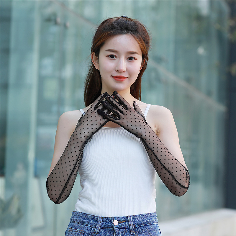 Long black net black dot