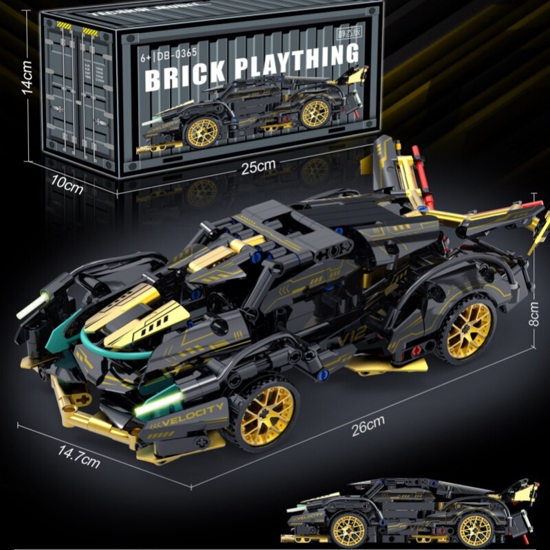 Cross Border Building Blocks sports car Racing Compatible with Lego Lambo 3 Gini Bugatti Black V12 Boys Toys Wholesale