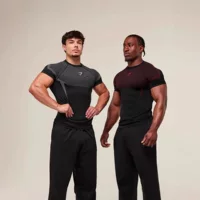 GYMSHARK новый бег спорт фитнес топ повседневный дышащий обтягивай с короткими рукавами повседневный бег футболка акула