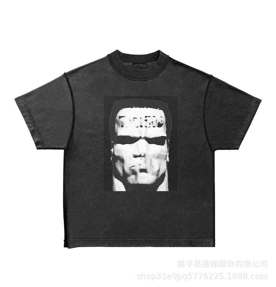 クロスボーダーの新型欧米のファッションブランドのレトロな水洗いは古い落書きをします。