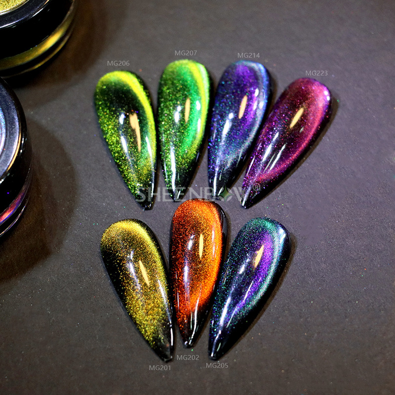 Xinbo's New Fine Cat Eye Powder Colorful Chameleon Effect Pigment Manicure Delicate Magnetic Powder Can Rub Powder Solvent-resistant