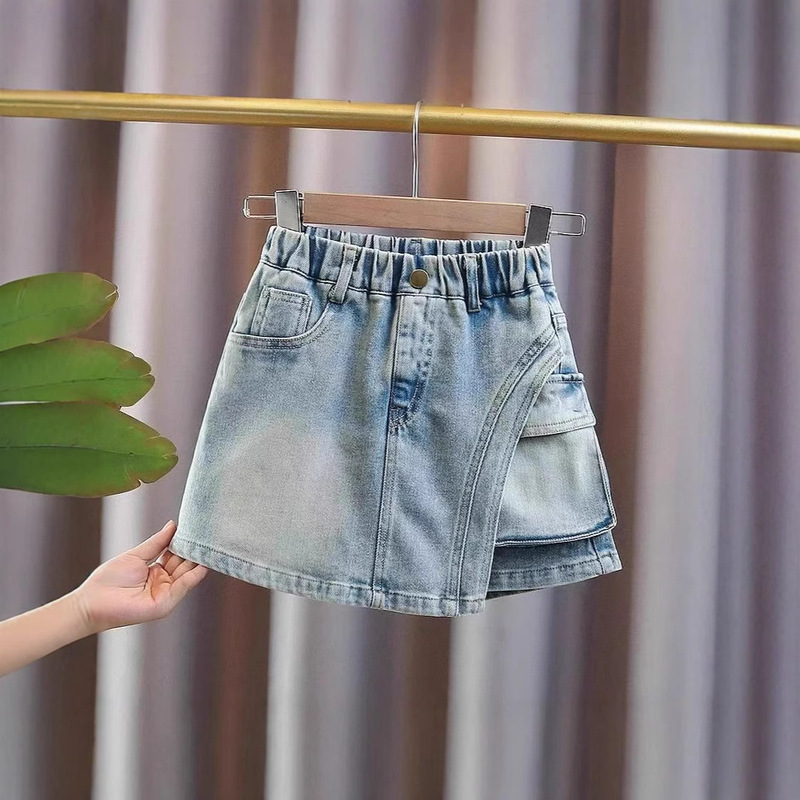 Girls' Summer Denim Culottes 2025 New Children's Internet Celebrity Street Shorts Children's All-match Outer Wear Hot Pants Trendy Girls' Summer Denim Culottes 2025 New Children's Internet Celebrity Street Shorts Children's All-match Outer Wear Hot Pants Trendy