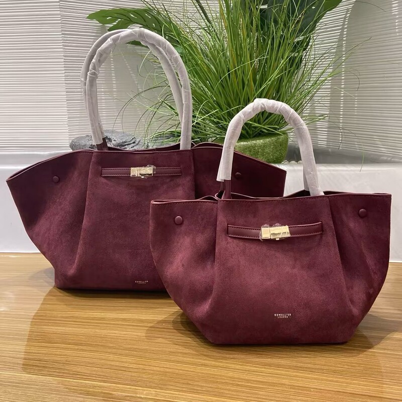 Carefully Selected Demellier Suede Wing Bag, Autumn and Winter Style, European and American Dumpling Bag, Large Capacity Handbag with Lock