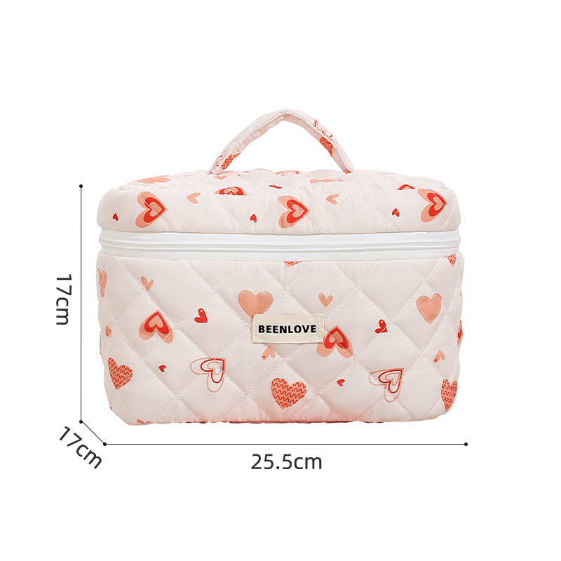 Capacious cosmetic bag with bow, flowered, high-quality style