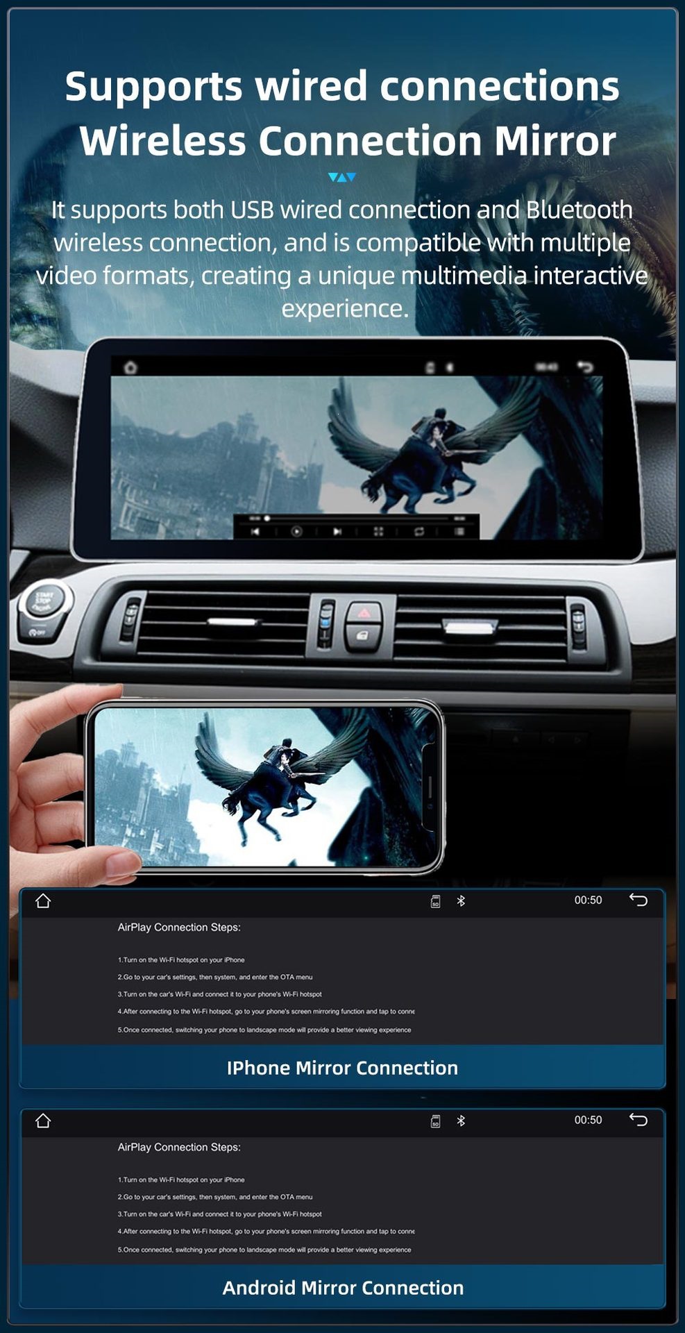 12.3inch Suitable for BMW 5 Series F10 F11 central control large screen navigation Carplay car player
