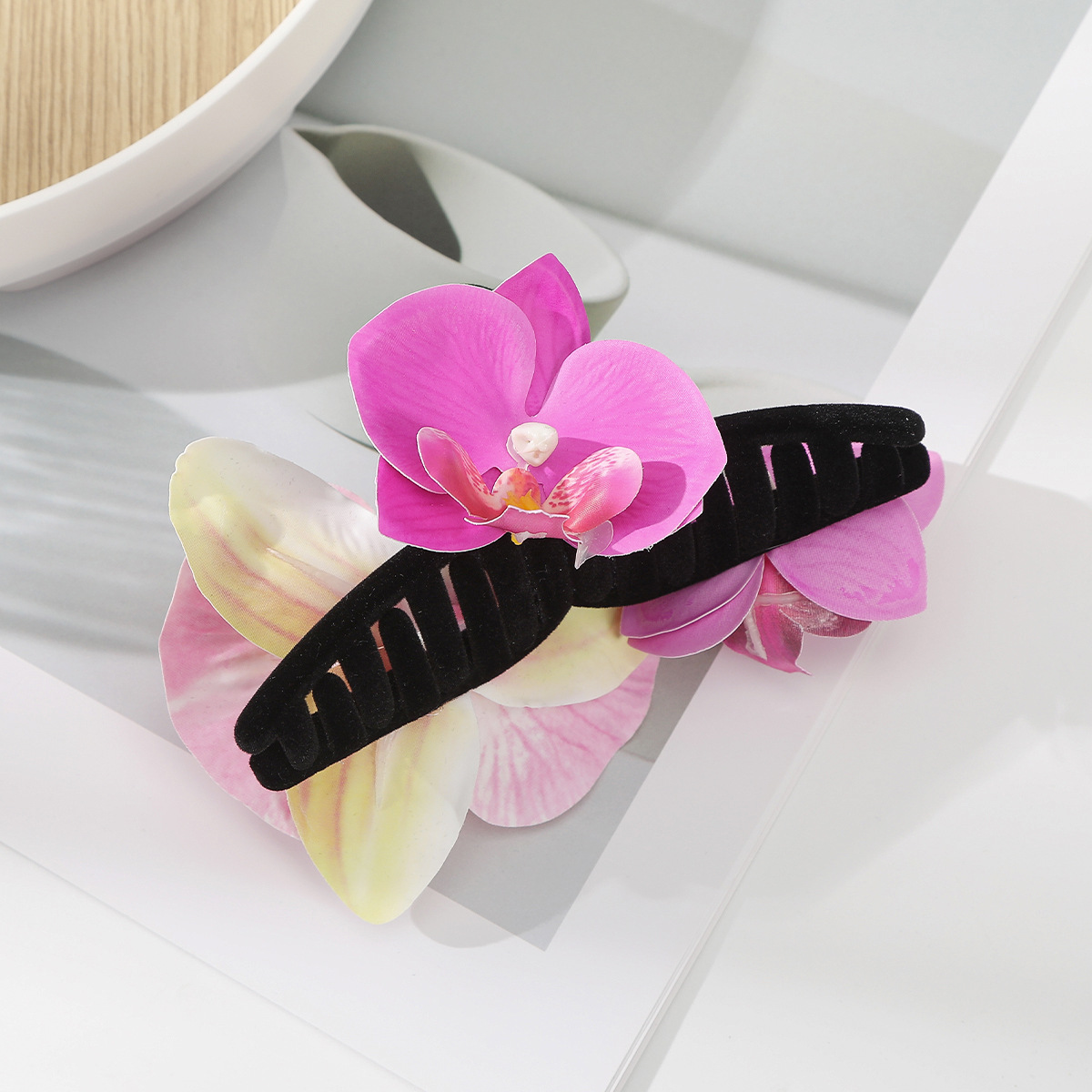 90g Weight Hair Claws Hair Accessories Type 1 Piece Quantity Date, Tea Party Occasion Mixed materials Material Flower Pattern All Seasons Season Women's Gender Sweet Style Sweet Women's Flower Mixed Materials Hair Claws 5