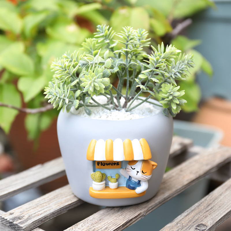 Chậu Cây Resin Chậu cây mọng nước thú cưng hoạt hình resin, chậu mini trang trí ban công, tiểu cảnh (RG-37)