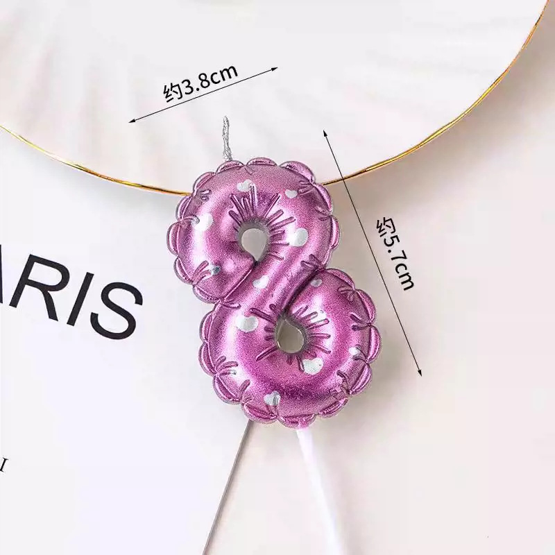 Decoración de pastel de horneado globos blancos velas digitales de color rosado gradiente inswind pastel de cumpleaños vela insert