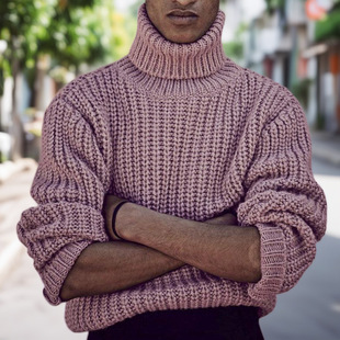 Cross-border foreign trade men's clothing European and American autumn and winter thickened pullover solid color thick needle turtleneck sweater SY0203