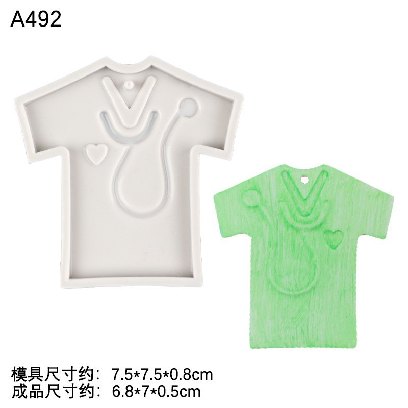 Camisa de bricolaje llavero accesorios colgantes molde amor estetoscopio enfermera ropa estilo llavero molde de pegamento