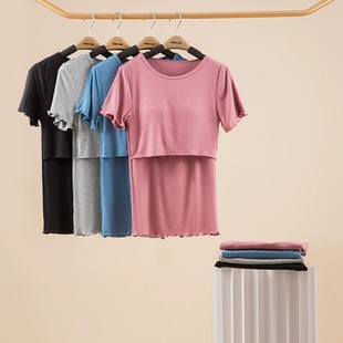 New Style Fine-Threaded Short-Sleeved Cropped Pants Set, Plus-Size Casual Loungewear, Postpartum Wear, Bra-Free Elastic Waistband