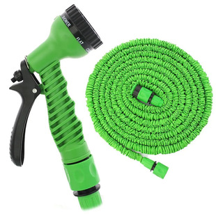 New 3 times retractable water pipe garden water pipe high pressure water gun garden car wash water pipe black and green two-color