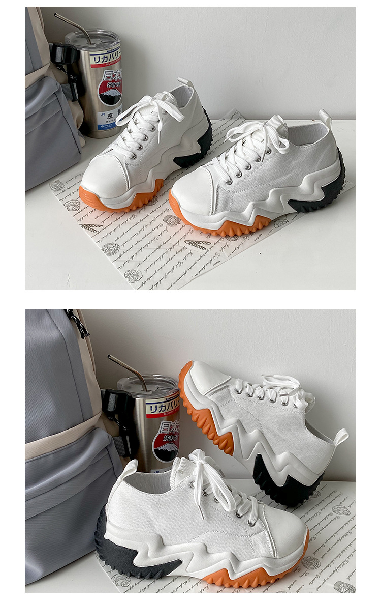 P Scarpe di tela dal taglio basso Donna Estate Nuova tavola Muffin con la suola spessa Papà a dente di sega Studentessa_voghion.com