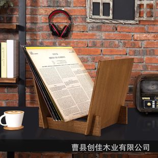 Vintage Brown Wooden Record Rack Desktop Vinyl Record Rack Wooden Album Storage Rack Solid Wood CD Record Rack