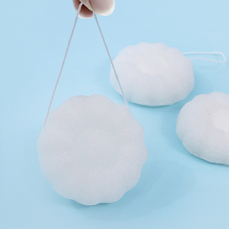 Fábrica de esponja de konjac personalizada esponja de lavado facial esponja de limpieza facial limpieza de material vegetal degradable a granel