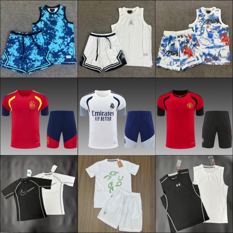 Wholesale club Real Madrid Brazil Spain training uniforms. Sportswear. Quick-drying short-sleeve sets for cross-border sales