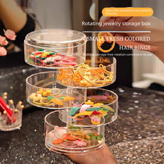 Transparent rotating jewelry box accessory storage box headband hair tie display rack cosmetic organizer direct from manufacturer