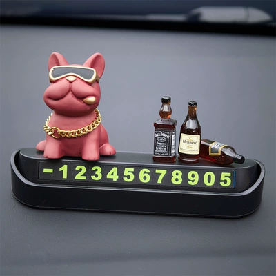 Phone Number Plate, Personalized – Car ornaments - red-french-fighter-3-wine-bottles-black-ordinary-parking-sign