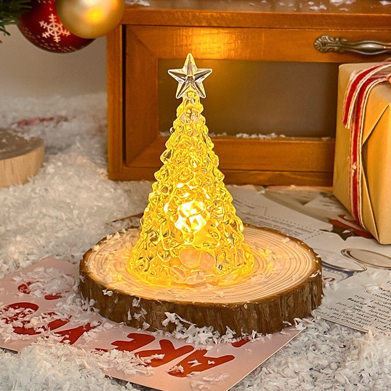 クリスマスツリー常夜灯 クリスマスクリスタルスターライト 装飾雰囲気灯 子供向けクリスマスプレゼント デスクトップ飾り|undefined