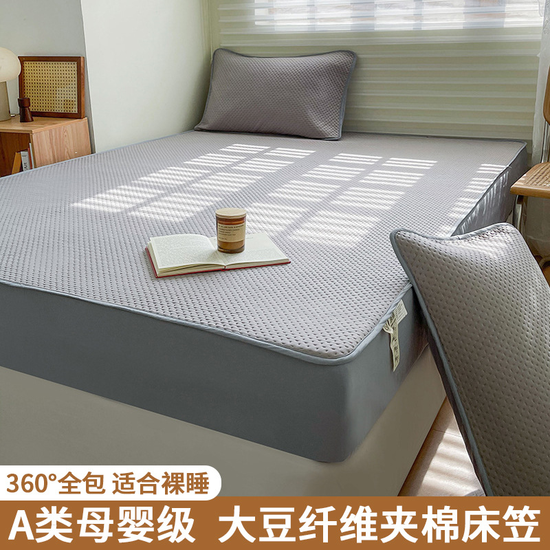 2025 nuevo estilo de clase A soya acolchado con sábana de algodón colchón individual funda protectora Simmons sábana de seda de hielo de verano 3