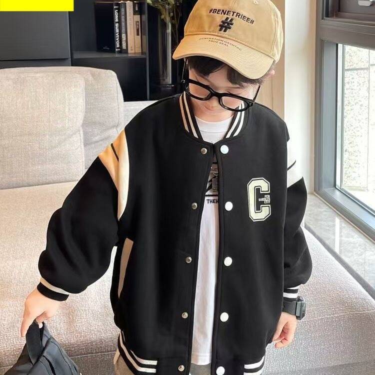 Boys' Spring and Autumn Jacket 2026 New Stylish Baseball Jacket for Boys, Outdoor Spring Jacket for Older Children Boys' Spring and Autumn Jacket 2026 New Stylish Baseball Jacket for Boys, Outdoor Spring Jacket for Older Children