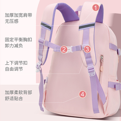 Wholesale school backpack for girls, suitable for grades 1-3-4-6, large capacity, refrigerator-style opening, children's backpack, lightweight and easy to carry for girls
